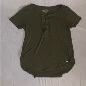 dark green lace-up top